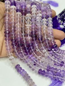 Cuentas de piedras preciosas Rondelle, cuarzo amatista rosa natural con tonalidades, facetadas, de 8 mm, hilo de 8 pulgadas - Product Image 5