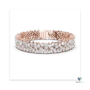 13.5 CTW Rose <b>Gold</b> Pear and Marquise Lab Grown Diamond Floral Link Bracelet in 18K <b>Solid</b> <b>Gold</b>, 7 Inch Luxury Statement Jewelry - Product Image 1