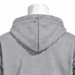 Sweat-shirt à capuche gris chiné avec bordure brodée, coupe oversize, ourlet et poignets géométriques, poche kangourou, décontracté, hiver - Product Image 4