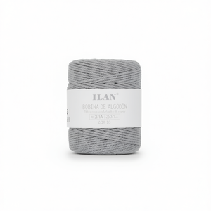 Bobina di cordoncino di cotone Ilan 2mm grigio 250g per lavori artigianali - Product Image 1