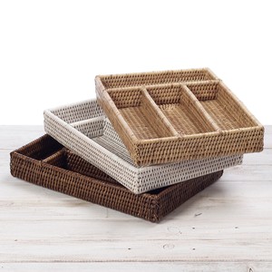 Bandeja de mimbre para cubiertos, organizador de utensilios con compartimentos para cajones. - Product Image 2