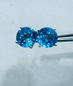 Pendientes de Topacio Natural Azul Cielo en Plata de Ley 925, Joyería Fina con Piedras Preciosas Brillantes, Regalo Elegante para Mujer, Ocasión Especial - Product Image 2