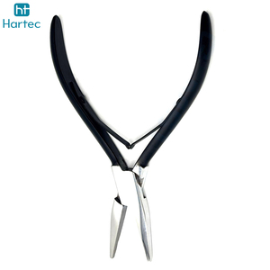Pince professionnelle à bouche plate de 5,5 pouces avec manche noir pour extensions de cheveux à micro-anneaux, nano-perles et extensions à boucle – Outil de pose - Product Image 2