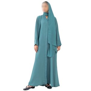 Abaya Azul Agua con Mangas Estructuradas para Mujer, Vestido Musulmán Modesto, Estilo Dubái, Caftán Islámico, Jalabiya, Elegante Vestido de Moda Modesto - Product Image 1