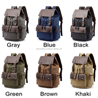 Mochila Premium ALBORZ B85 Unisex de Lona Encerada y Cuero para Portátil, Hecha a Mano, con Logotipo Personalizado en Relieve, Estilo Geométrico Vintage, para Viajes y Senderismo