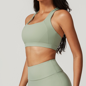 Custom Logo Women's <b>Cross</b> Back Sports Bra High Support Moisture-Wicking Breathable Four-Way Stretch Gym Yoga Activewear Fitness - Product Image 5