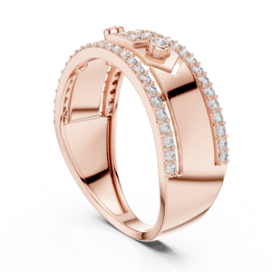 Luxury <b>Rose</b> <b>Gold</b> Finish Geometric Diamond <b>Ring</b> for <b>Men</b> & Women | Premium Sparkling Stone Statement Band Jewelry - Product Image 1