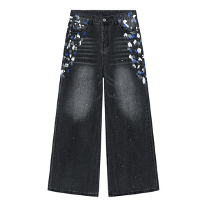Vintage Washed Graphic Print Baggy Jeans Men’s Streetwear Wide Leg Denim Pants Y2K Hip Hop Women's Loose Fit Trousers UNISEX - Product Image 5