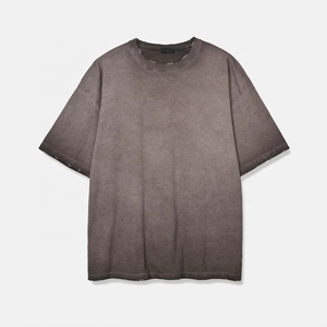 T-shirt pour homme en coton délavé de haute qualité, coupe décontractée, style streetwear, col rond, manches courtes, confortable - Product Image 1