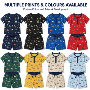 Foxcotton Club Men Printed T-Shirt Shorts Set 100% Cotton Cartoon <b>Animal</b> <b>Pattern</b> Summer Casual Wear Light Blue Full-Body Digital - Product Image 3