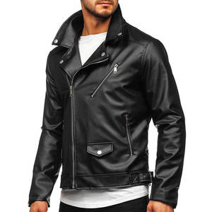 Chaqueta de moda para hombre, estilo casual, de cuero y lona, impermeable, de corte ajustado, manga larga, con cremallera, para otoño e invierno. - Product Image 4