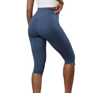 Steel Blue Capri Legging Women Contour Fit Training <b>Tights</b> High Rise Stretch Yoga Pants Athletic Activewear Performance Wear - Product Image 6