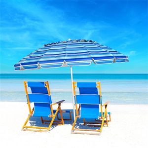 Ombrellone da Spiaggia da 2,4 m con Protezione UV e Telaio Antivento a 16 Stecche - Product Image 2