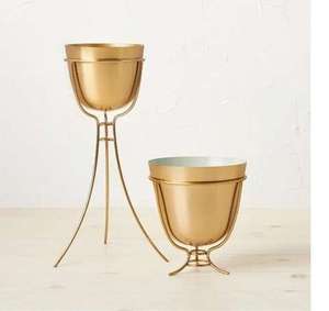 Unique Design Gold Finished Metal Planter With Metal <b>Stand</b> Home Decor Floor Planter <b>Pot</b> - Product Image 1