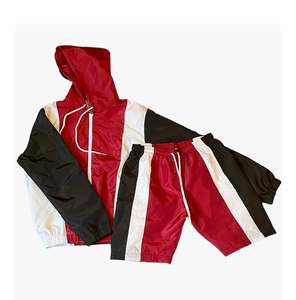 Custom Men's Purple Color Blocking Reversible Casual Windbreaker Jacket Shorts Set Stand Collar <b>Zip</b> Sporty Tracksuit Summer Wear - Product Image 5