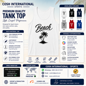 Débardeur blanc pour homme Cosh International, imprimé palmiers, en coton, décontracté, col rond, respirant, logo sur le devant - Product Image 6