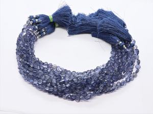 Cuentas de Iolita Natural AAA, Forma de Corazón Facetado, 5 a 6 mm, Cuentas de Iolita Facetadas de 10 Pulgadas, Perforación Recta - Product Image 4