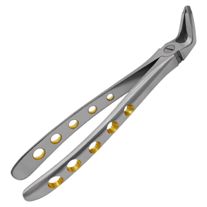 Forceps d'extraction dentaire # Forceps d'extraction dentaire F2 avec poignée dorée incrustée de diamants, instrument chirurgical dentaire en acier inoxydable - Product Image 1