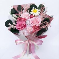 Bouquet de roses éternelles faites à la main pour la fête des mères - Fleurs éternelles de forme ronde 0,5 kg Livraison rapide
