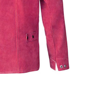 Veste de soudage ignifuge à manches longues, résistante à la chaleur 300C-500C, coupe régulière, couleur rouge surfilée - Product Image 5