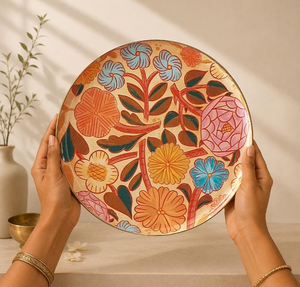 Round Floral Bird <b>Wall</b> <b>Plate</b> <b>Decorative</b> Serving Tray Polished Metal Hanging Platter Home Wedding Decor - Product Image 3