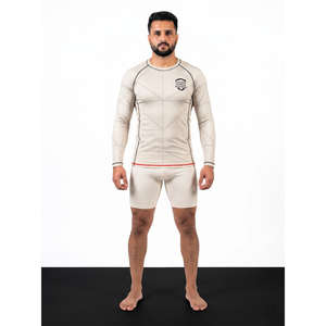 เสื้อรัดกล้ามเนื้อแขนยาวสำหรับผู้ชาย MMA BJJ ผลิตจากโพลีเอสเตอร์ผสมอีลาสเทน พร้อมป้าย OEM แบบกำหนดเอง - Product Image 1
