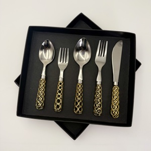 Nuevo Producto en Oferta, Juego de Cubiertos de Acero Inoxidable con Acabado Dorado para Regalo de Boda, Uso en Mesa - Product Image 1