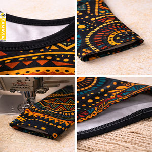 Élégant Ensemble Assorti Respirant et Léger, Imprimé Africain, Blouse Sans Manches et Pantalon Taille Haute Ample pour Femme - Product Image 5