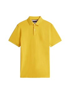 Men's Solid <b>Yellow</b> Short Sleeve Cotton Pique <b>Polo</b> <b>Shirt</b> Casual Regular Fit Button Design Knitted Fabric - Product Image 1