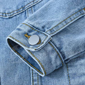 เสื้อแจ็คเก็ตเดนิมสั่งทำพิเศษสำหรับผู้หญิง ผ้าถักยืดได้ ระบายอากาศได้ดี ผ้าฝ้ายเดนิมสีน้ำเงิน สำหรับฤดูหนาว ผ้าแคนวาสเรียบ บริการ OEM - Product Image 5