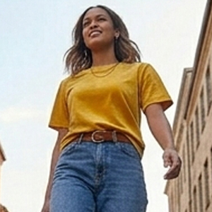 T-shirt en velours jaune pour femme, coupe classique, manches courtes, 100 % velours, t-shirts en velours pour femmes, vêtements décontractés, t-shirt en velours léger - Product Image 3