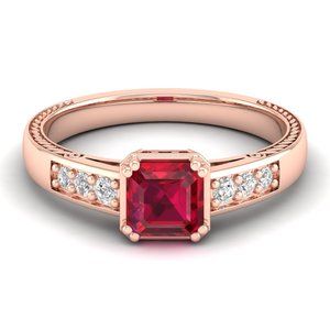 แหวนขอแต่งงาน REYES หรูหรา ทองคำแท้ 14K ประดับทับทิมเจียระไนทรงปรินเซส 0.75 กะรัต พร้อมใบรับรอง GRA เครื่องประดับโมอิสซาไนต์สำหรับผู้หญิง - Product Image 1