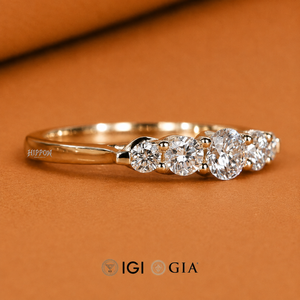 Anillo de Diamantes Redondos de Cinco Piedras, Anillo de Diamantes Cultivados en Laboratorio, Anillo de Compromiso con Engaste Trellis, Anillo de Promesa para Ella, Regalo de Aniversario - Product Image 3