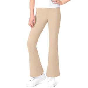 Leggings évasés pour enfants en coton et élasthanne beige, taille élastique, pantalon d'uniforme scolaire pour filles - Product Image 2