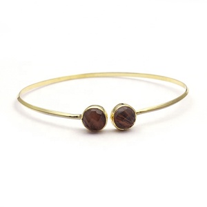 Beautiful <b>Copper</b> Rutile Gemstone Bracelet Gold Plated Two Red Gemstone Bracelet Jewelry Handmade Adjustable Bracelet Jewelry - Product Image 1