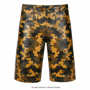 Custom Printed Leather Mid Waist <b>Cargo</b> Long Jorts Men's Camo Knee Length Waterproof Eco-Friendly OEM Private Label Streetwear - Product Image 1