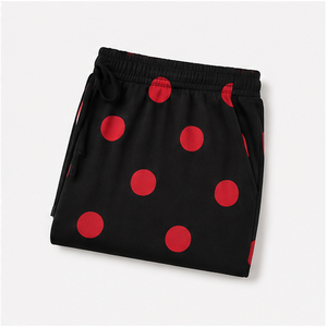 Pantalones Cortos de Salón Personalizados para Mujer, con Estampado de Puntos Negros, Corte Holgado y Cómodo, con Cordón Ajustable, de Jersey de Algodón Suave - Product Image 6