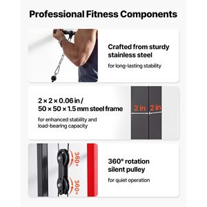 Machine de traction dorsale 2-en-1 pour la maison, appareil de musculation à câble avec siège réglable sur 3 niveaux et station multifonction en mousse réglable sur 4 niveaux - Product Image 4