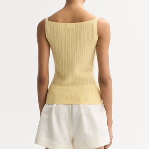 Wholesale Custom Cotton Blend Women Sweater Knitwear <b>Top</b> Vest Summer Cable High-Quality Soft Sleeveless Tank <b>Top</b> OEM/ODM - Product Image 2