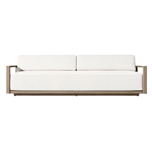 Canapé d'extérieur contemporain de luxe, structure en teck massif, corde tressée, canapé de patio, salon de jardin de luxe, mobilier pour villa et hôtel - Product Image 1
