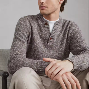Suéter Henley Clásico Casual de Invierno para Hombre, Manga Larga, Cierre de Botones, Tejido de Punto, Cálido y Suave, Venta al Por Mayor, Personalizable - Product Image 4