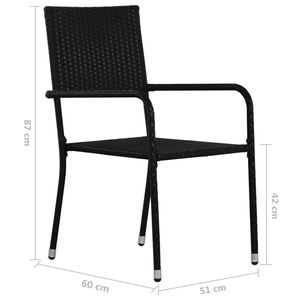 4 pz sedie da pranzo con Patio in Rattan nero impilabili - Product Image 6