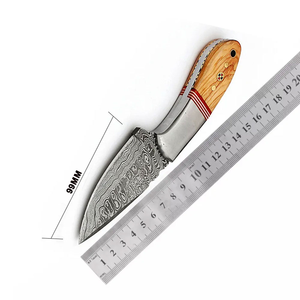 Couteau de chasse artisanal à lame fixe en acier Damas, couteau de camping avec étui en cuir - Product Image 2