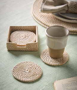 Sous-verres en rotin BOHO, design artisanal, sous-verres en rotin pour table à manger, sous-verres en rotin tressé de haute qualité - Product Image 5