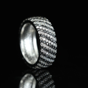 Striped Black & Clear Moissanite Claw Setting <b>Men's</b> 925 Sterling <b>Silver</b> Gold Plated Iced Out Wedding Engagement Gift <b>Ring</b> - Product Image 3