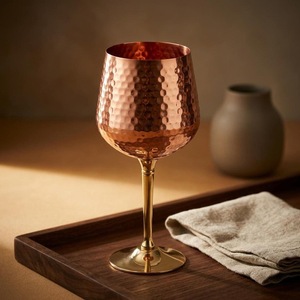 Verre à vin en cuivre martelé ILAHI, écologique, portable, moderne, avec couvercles, emballage en boîte blanche, pour la maison, l'hôtel, les fêtes - Product Image 2