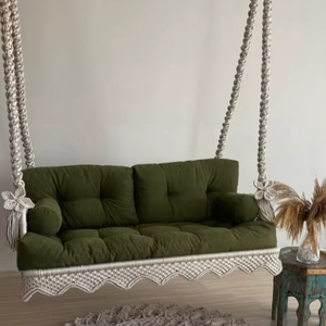 Balançoire de balcon en macramé, Chaise de jardin, Chaise suspendue, Balançoire berçante, Balançoire suspendue pour véranda, Balançoire de balcon, Balançoire de ferme, Balançoire de jardin - Product Image 1