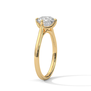 Bague de fiançailles en or 14 carats avec diamant de laboratoire 2 carats taille brillant rond, monture lotus à 4 griffes pour femme - Product Image 2