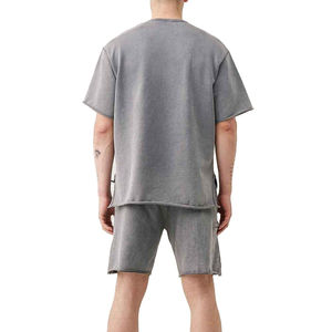 Ensembles deux pièces personnalisés T-shirts et shorts de haute qualité pour hommes, style unique délavé à l'acide, coupe ample et courte - Product Image 2
