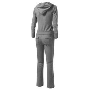 Premium Quality Two Piece Custom Logo Solid Zipper Women's Daily Casual Wear 2-Piece Set Long Sleeve Jacket Tracksuit - Product Image 1